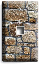 RUSTIC STONE BRICK STYLE LIGHT SWITCH OUTLET WALL PLATE MAN CAVE ROOM HOME DECOR