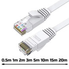Lan Kabel Internet Netzwerk Flachkabel CAT 6 RJ45 Patchkabel in weiß 0.5m - 20m