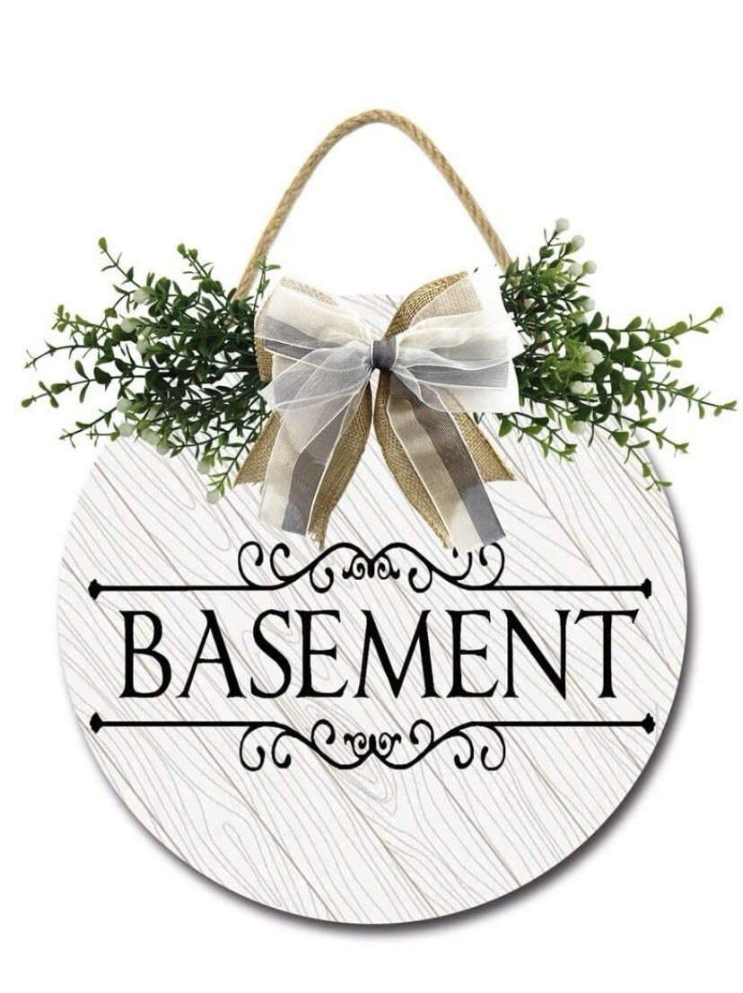 Basement Sign Basement Decor Sign For Front Door - Wooden Hanging Door Sign