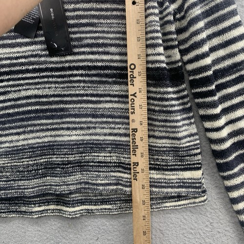 BCBG Maxazria Gray Knit Striped Wool Blend Long Sleeve Crew Neck Sweater Top L - Picture 5 of 13
