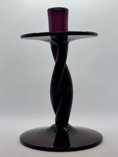 MCM Amethyst Twist Glass Candlestick Holder - Picture 2 of 7