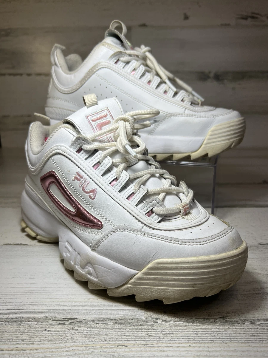 FILA WOMENS DISRUPTOR II PREMIUM METALLIC PINK DESIGN SIZE 7