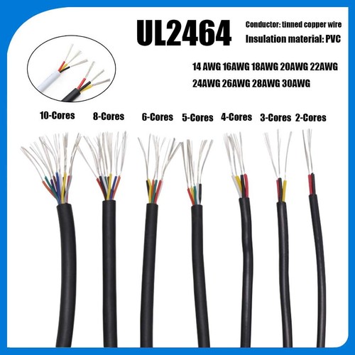 UL2464 Multi-Core Power Wire 16-30 AWG PVC Signal Control LED Cable 2-10 Cores