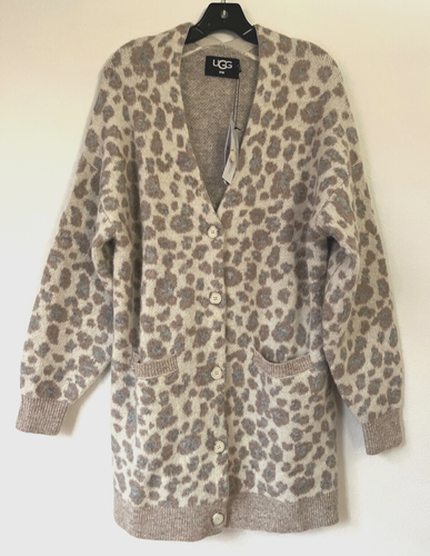 NWT UGG Alpaca/Wool blend Overside Animal print Cardigan Sz L $198