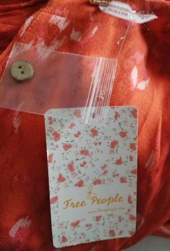 Free People Dress Fake Love Printed Cap Sleeve Color Pumpkin Combo Size XS - Picture 10 of 13
