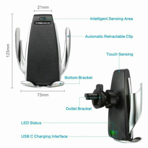 10W 360° Rotation Wireless Automatic Sensor Car Phone Holder Fast Charger 2 in 1 - Picture 3 of 8