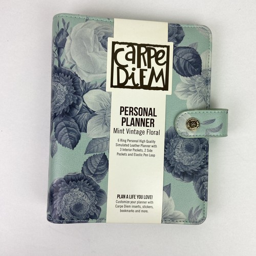 Planificador Personal Carpe Diem Como Nuevo Vintage Floral 6 Anillos Bolsillo Pluma Lazo SIN INSERTO - Imagen 2 de 14