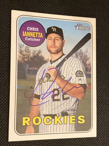 Chris Iannetta Rockies Signed Auto Autographed 2018 Topps Heritage Card #522~COA - Picture 2 of 5