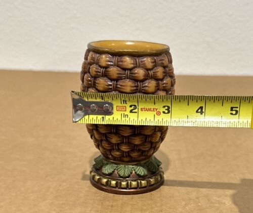 Vintage Painted Glass Pineapple Shaped Woven Look Drink Glass - Picture 5 of 6