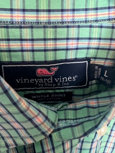 Vineyard Vines Jungen Hemd Large grün kariert Langarm Button Down Wale - Bild 4 von 8