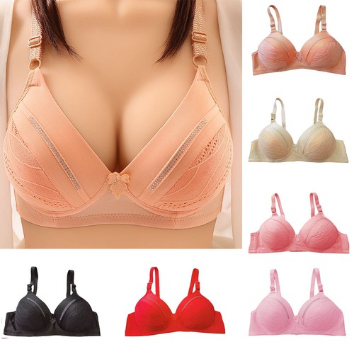 Womens Plus Size Bra Padded Top Breathable Underwear No Steel Ring Push Up Bra