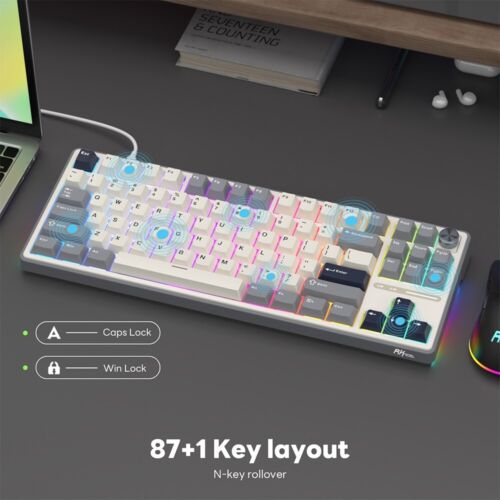 RK ROYAL KLUDGE R87 Pro Tastiera da gioco meccanica cablata con manopola sostituibile a caldo - Foto 4 di 33