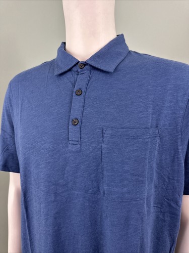 NWT Men's Toscano S/S Slub Knit Polo Shirt in Ocean Blue Sz Large - Picture 7 of 11