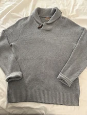 Women’s M shawl collar Toggle closure pullover gray sweater  1901 preppy  classi