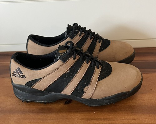 Adidas Vintage Brown/Black Leather Golf Shoes Men’s Size 9 - Picture 2 of 11