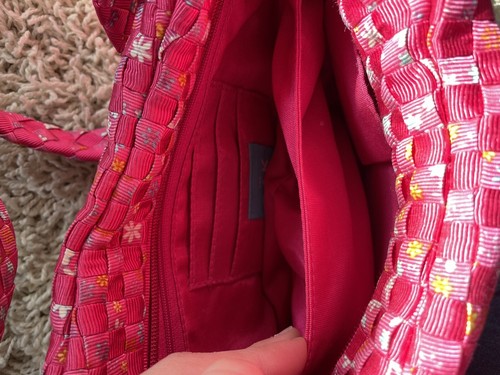 New The Sak Organize Pink Ribbon Floral Basket Weave Tote Shoulder Bag - Picture 5 of 7