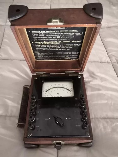 Voltmetre Universel UNIVA 200 - Antico voltmetro amperometro cassetta in legno - Foto 5 di 6