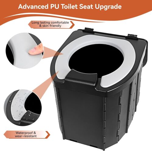 Portable Camping Toilet Upgraded Soft Camp Toilet Seat with Paper Holder- Tra... - Picture 3 of 8