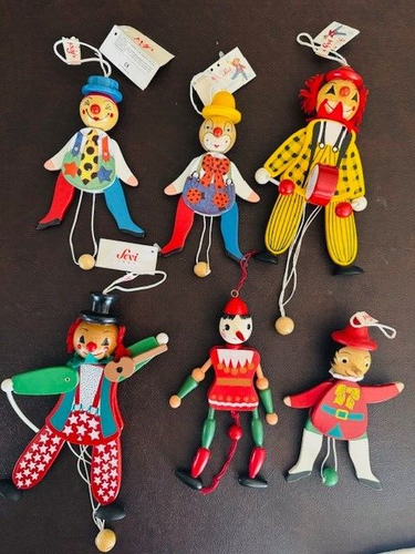 Vintage Sevi Italy Wooden Pinocchio Jumping Jack Pull String Toy Lot of 6 NWT - Picture 17 of 17