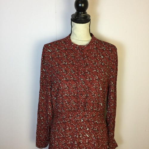 Vestido Paris Atelier & Other Stories Línea A Talla 8 Mujer Rojo Floral Manga Larga - Imagen 14 de 23