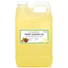 64 OZ/HALF GALLON ORGANIC SWEET ALMOND CARRIER OIL PURE COLD PRESSED 