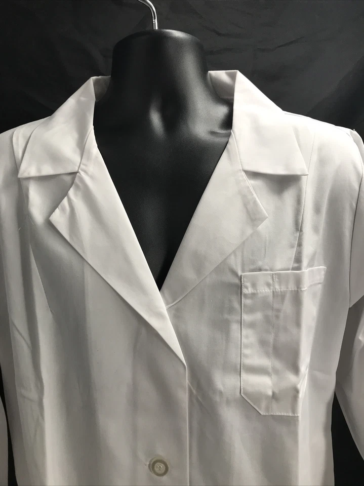 Natural Uniforms Unisex Long Sleeve Solid White Button Up Collared Lab Coat Sz L - Image 2 of 4