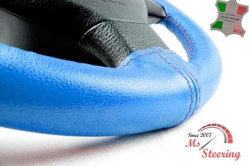 FUR MITSUBISHI LANCER EVO MOMO WHL 01-09 BLAU LEDER-LENKRADABDECKUNG, GRAU 2 STI - Bild 7 von 8