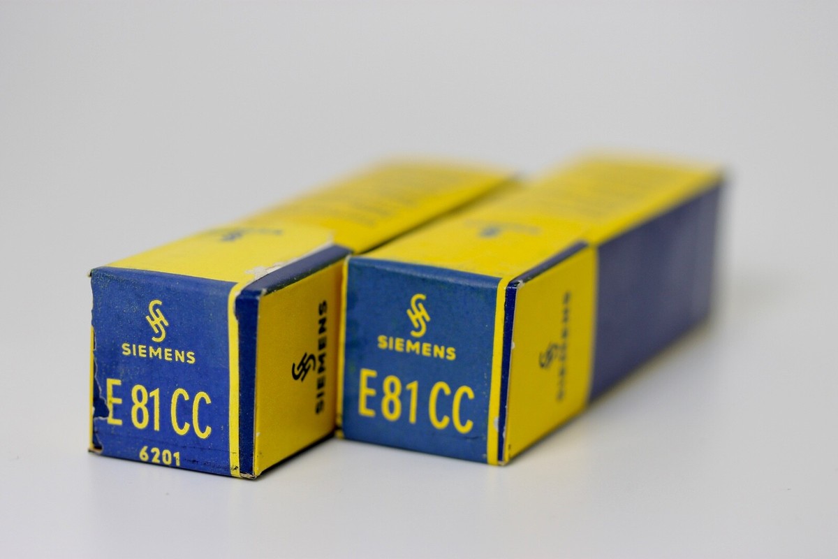 SIEMENS E81CC ECC801S 12AT7-WA TRIPLE MICA PAIR 130%/130% mA SIEMENS E81CC ECC801S 12AT7-WA TRIPLE MICA PAIR 130%/130% mA