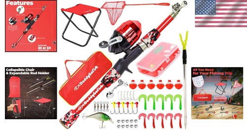 Spincasting Kids Fishing Rod with Loaded Tackle Box - Perfect Outdoor Set - Picture 2 of 9