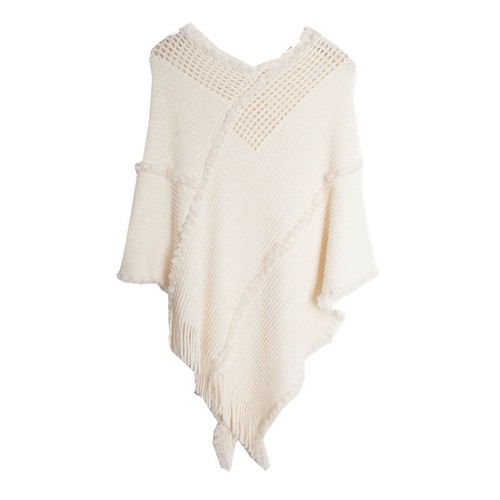 Fashion Shawl Pullover Knitted Bat Sweater Hollow Solid Color Women Shawl - Picture 12 of 16
