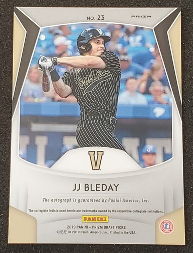 Tarjeta de béisbol automática J.J. Bleday 2019 Panini Prizm Draft Picks Silver Holo #23 - Imagen 2 de 2