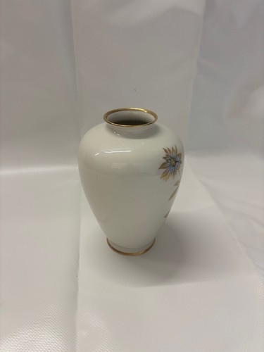 Jarrón Alka Bavaria decoración floral 22cm alto 18cm ancho vintage 750g borde dorado - Imagen 2 de 4