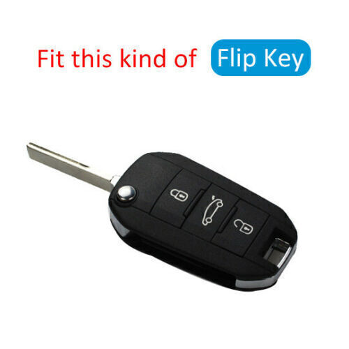 Für Peugeot/Citroen Carbon Fiber Flip Key Fob Chain Hard Shell Cover Zubehör - Bild 2 von 7