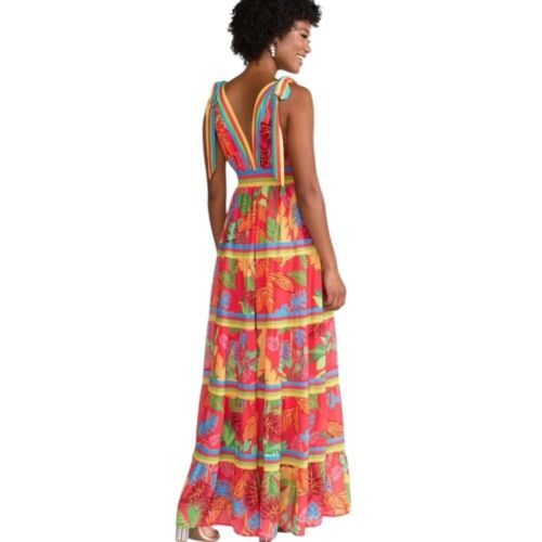 NWT Flying Tomato V-Neck Tropical Printed Tiered Maxi Dress 1X - Picture 2 of 16