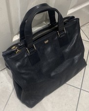 ANYA HINDMARCH VINTAGE BLACK LEATHER  HANDBAG TOTE WORK OFFICE ^