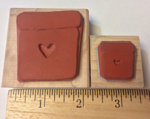 Heart Flowers Pots Rubber Stamps   Love Garden Flowers  Wood Mounted   Azadi Set - Picture 3 of 5