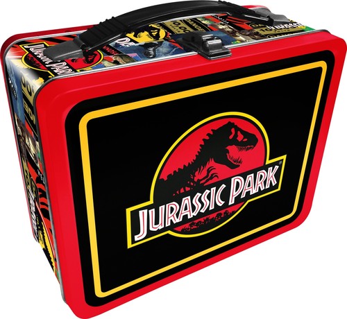 Jurassic Park Name and T-Rex Skeleton Logo Large Tin Tote/Fun Box Lunchbox NEW