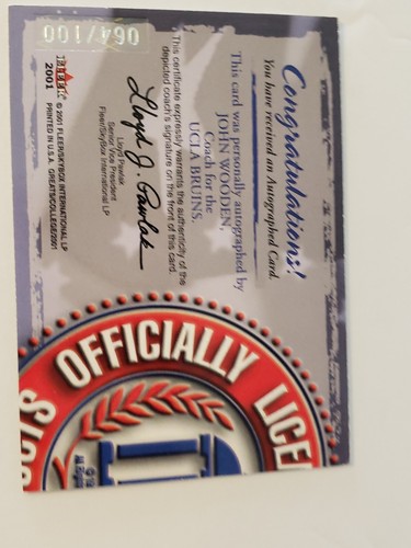 2001 Fleer Greats of The Game Coach's Corner John Wooden UCLA HOF AUTO 64/100 - Bild 16 von 16