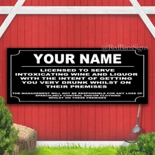 Funny personalized Bar Sign, Banner sign man cave shed garage home