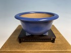 Stunning Blue Glazed Shohin  Tokoname Bonsai Tree Pot By Reiho 6 1/2 By 3 1/4”