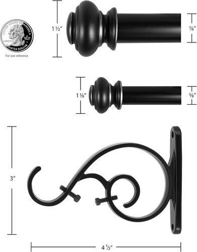 Adjustable Double Curtain Rod Set in Antique Bronze, 72-144" for Timeless Style - Picture 7 of 10