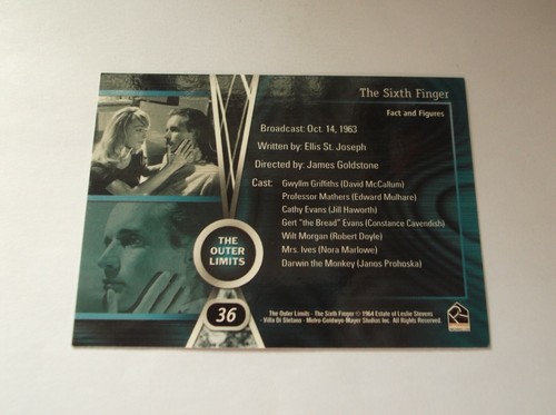 Rittenhouse: The Outer Limits (63-65) "THE SIXTH FINGER" #36 Trading Card - Picture 2 of 2