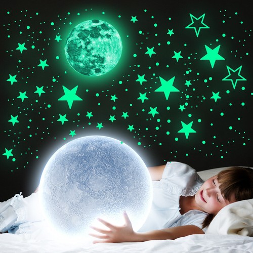 435 PCS Wall Stickers Moon Stars DIY Kid Bedroom Ceiling Glow in The Dark - Picture 10 of 12