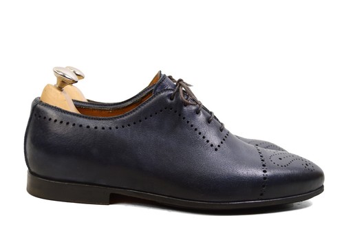 rrp1100$ BONTONI wholecut oxfords Navy BLUE UK6.5 /US7.5 /40.5 shoes carmina men - Picture 6 of 12