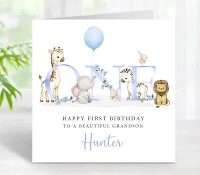 TWOTONE CRAFTS Personalised Birthday Card 1st 2nd 3rd Son Grandson Nephew Safari