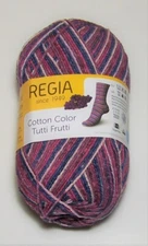 100 gram ball REGIA Cotton Color TUTTI FRUTTI sock yarn #2423 GRAPES