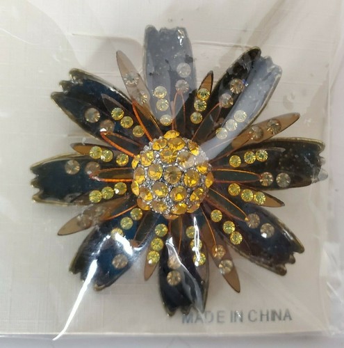 Christina Collection Brosche Vintage Look Glamouröse Blumen Braun und Gold  - Bild 2 von 4