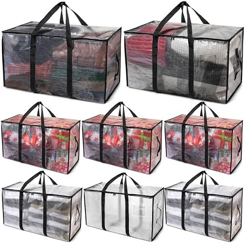 Heavy Duty Moving Bags or Storage Bags – Storage Bins with Lids, 8 Pack Clear - Picture 6 of 7