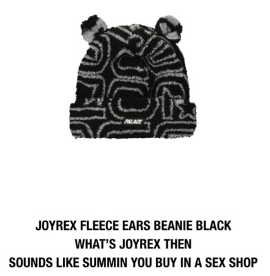 PALACE SKATEBOARDS JOYREX FLEECE EARS BEANIE BLACK L/XL