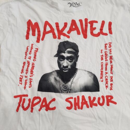 2Pac T-SHIRT Mens Small White Tupac Shakur Makaveli Rap Hip Hop Short Sleeve - Picture 2 of 7